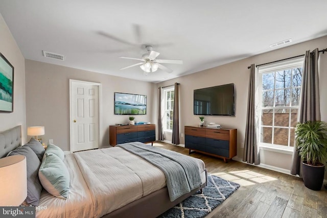 203 Birdie Rd, Locust Grove, VA 22508 - bedroom with wood finished floors, multiple windows, baseboards, and a ceiling fan