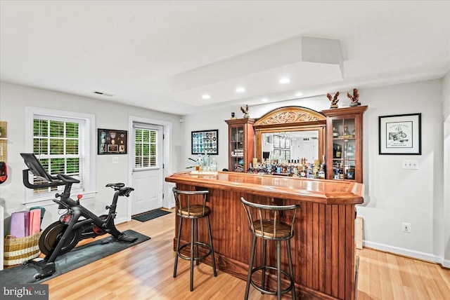 13515 Perimeter Dr, Fredericksburg, VA 22407 - indoor dry bar featuring light wood-style floors, recessed lighting, and baseboards