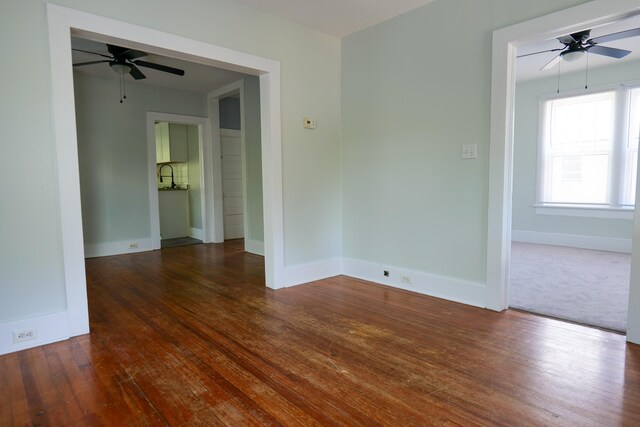 126 Park Blvd, Staunton, VA 24401 - spare room featuring ceiling fan, baseboards, and dark wood-type flooring