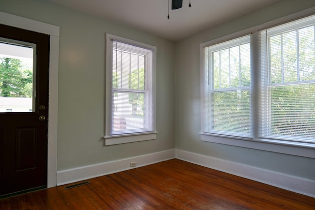 126 Park Blvd, Staunton, VA 24401 - entrance foyer with baseboards, a ceiling fan, and wood finished floors