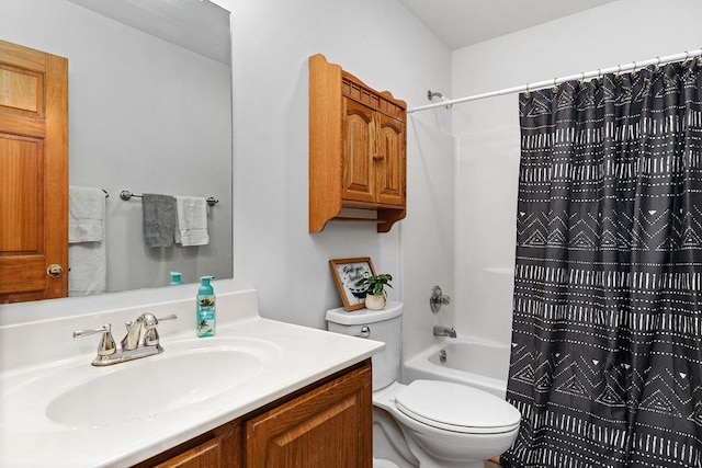 163 Valley View Ave, Mount Sidney, VA 24467 - bathroom with toilet, vanity, and shower / bathtub combination with curtain