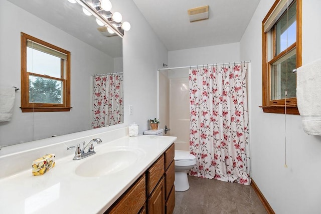 163 Valley View Ave, Mount Sidney, VA 24467 - bathroom featuring vanity, plenty of natural light, toilet, and curtained shower
