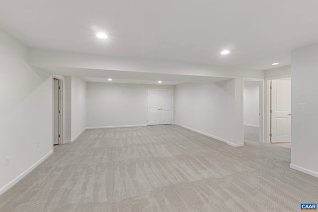 281 Manor Blvd, Palmyra, VA 22963 - finished below grade area with recessed lighting, light colored carpet, and baseboards