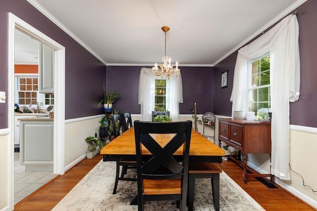 935 Glenwood Blvd, Waynesboro, VA 22980 - dining space featuring a chandelier, light wood-type flooring, and ornamental molding