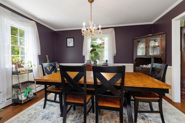 935 Glenwood Blvd, Waynesboro, VA 22980 - dining room with a chandelier, wood finished floors, and crown molding