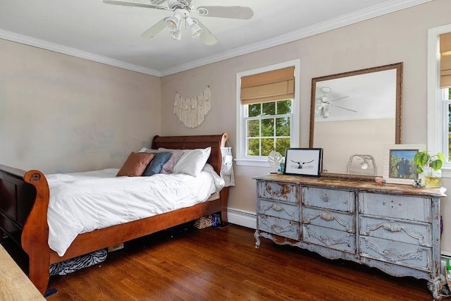 935 Glenwood Blvd, Waynesboro, VA 22980 - bedroom with a baseboard heating unit, wood finished floors, and crown molding