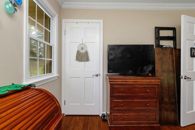 935 Glenwood Blvd, Waynesboro, VA 22980 - bedroom featuring multiple windows, dark wood-style flooring, and ornamental molding