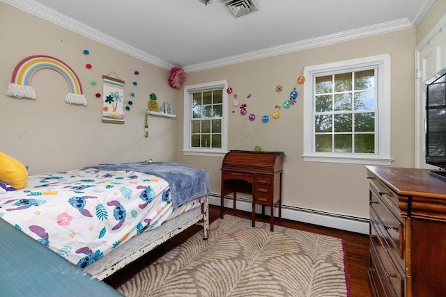 935 Glenwood Blvd, Waynesboro, VA 22980 - bedroom with baseboard heating, wood finished floors, and ornamental molding