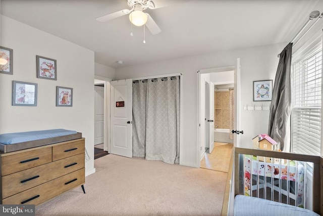 11405 Owls Nest Ct, Spotsylvania, VA 22551 - bedroom with light carpet, baseboards, and ceiling fan