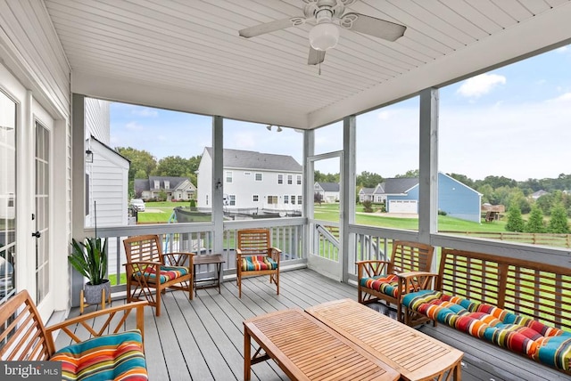 11405 Owls Nest Ct, Spotsylvania, VA 22551 - sunroom / solarium with ceiling fan and a residential view