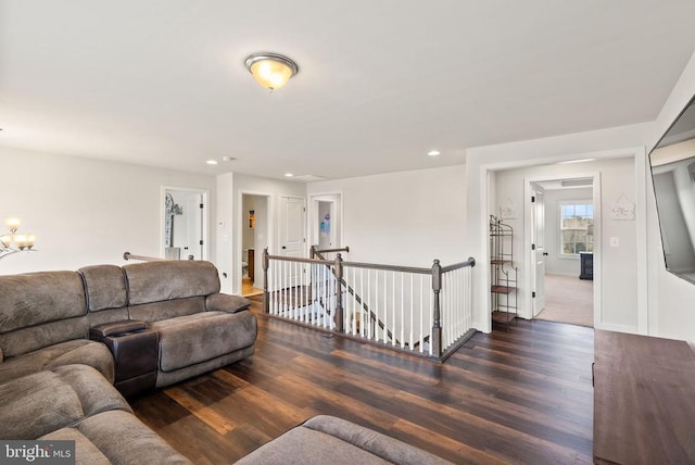 11405 Owls Nest Ct, Spotsylvania, VA 22551 - living room featuring wood finished floors, recessed lighting, a chandelier, and baseboards