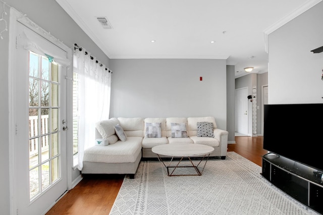 4551 Strutfield Ln Unit 4337, Alexandria, VA 22311 - living area with a wealth of natural light, ornamental molding, and wood finished floors