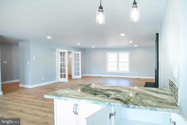 19196 Ferguson Ln, Jeffersonton, VA 22724 - unfurnished living room with light wood-type flooring, baseboards, and recessed lighting