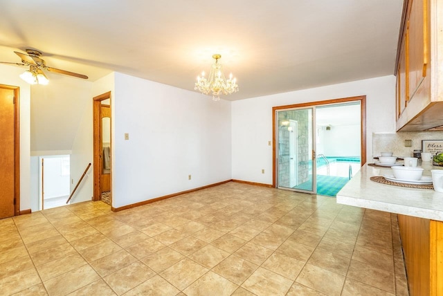 4490 N Valley Pike, Rockingham, VA 22802 - unfurnished dining area featuring a chandelier and a ceiling fan