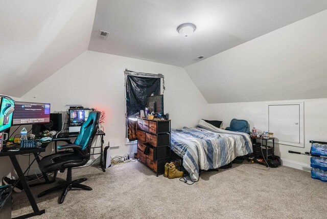 250 Washington Ave W, Elkton, VA 22827 - bedroom featuring carpet floors, lofted ceiling, and an office area