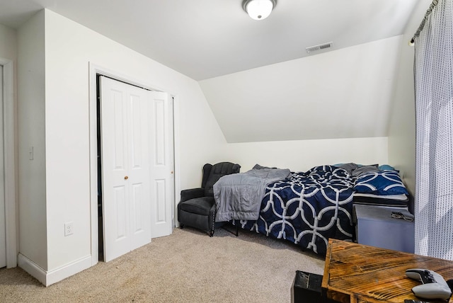 250 Washington Ave W, Elkton, VA 22827 - bedroom featuring carpet flooring, a closet, vaulted ceiling, and baseboards