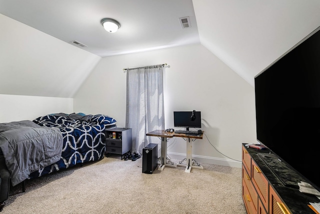250 Washington Ave W, Elkton, VA 22827 - bedroom with vaulted ceiling, light carpet, and baseboards