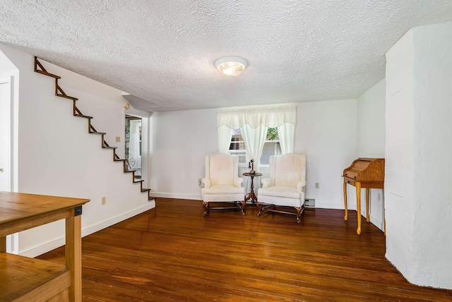 3914 Ida Rd, Luray, VA 22835 - living area with a textured ceiling, wood finished floors, and stairs