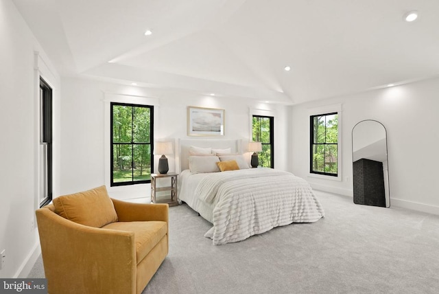  - bedroom featuring recessed lighting, carpet, and multiple windows