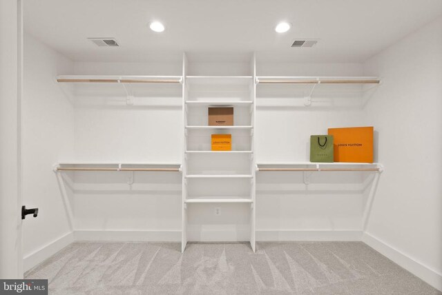  - spacious closet with carpet flooring and visible vents