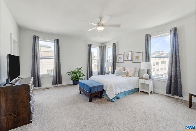 802 Wesley Ln Unit B, Charlottesville, VA 22911 - bedroom with light carpet and ceiling fan