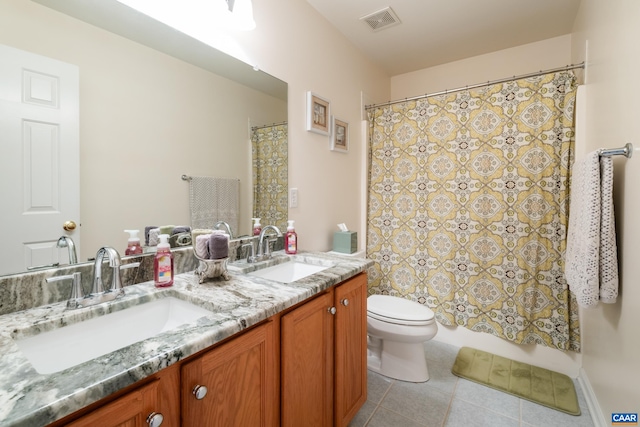 353 Bayberry Way, Charlottesville, VA 22911 - full bath with tile patterned floors, double vanity, and a shower with curtain