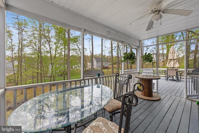372 Daniels Rd, Barboursville, VA 22923 - deck with outdoor dining area and ceiling fan