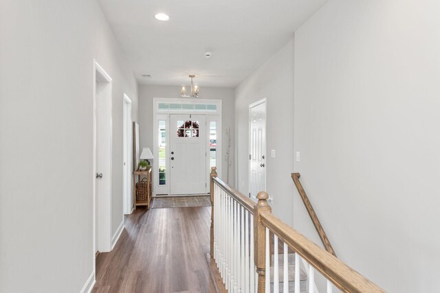 2779 Rutlege Rd Unit 194, Rockingham, VA 22801 - entryway featuring wood finished floors, a chandelier, and recessed lighting