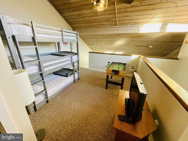 1421 Highlands, Roseland, VA 22967 - bedroom with wooden ceiling, carpet, and lofted ceiling