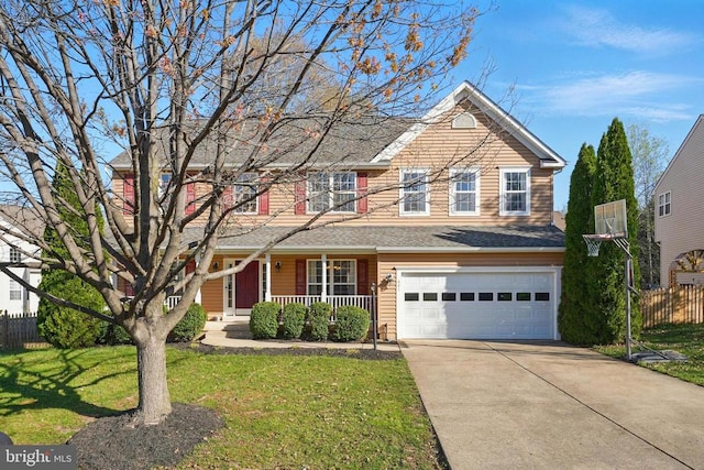 641 Keswick Dr, Culpeper, VA 22701 - traditional-style house with an attached garage, driveway, covered porch, and a shingled roof