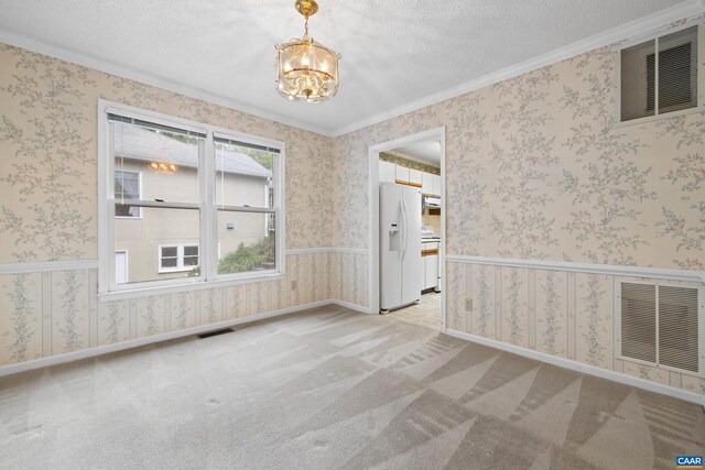 1184 Partridge Ln, Charlottesville, VA 22901 - carpeted spare room with a chandelier, crown molding, and a textured ceiling