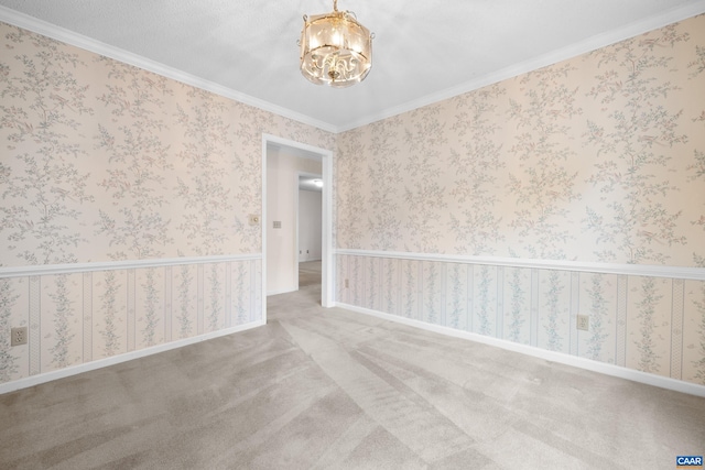 1184 Partridge Ln, Charlottesville, VA 22901 - carpeted spare room featuring a chandelier and ornamental molding