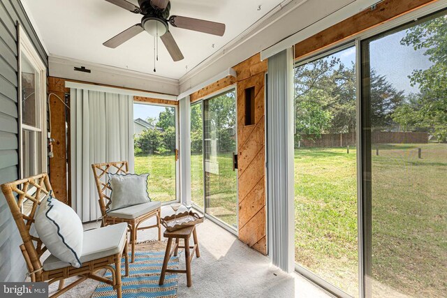 10630 Bent Tree Dr, Fredericksburg, VA 22407 - sunroom / solarium featuring a ceiling fan