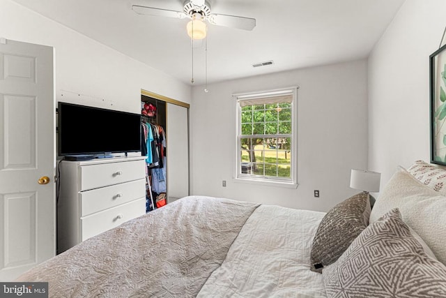 10630 Bent Tree Dr, Fredericksburg, VA 22407 - bedroom with a ceiling fan, a closet, and visible vents