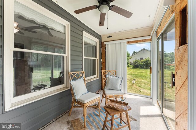 10630 Bent Tree Dr, Fredericksburg, VA 22407 - sunroom with a ceiling fan