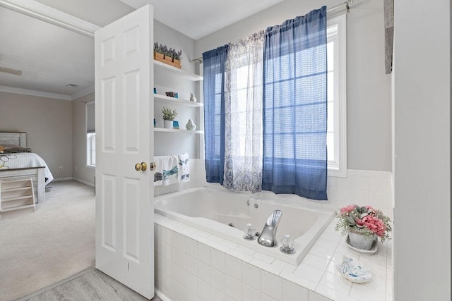 30 Beatrice Ct, Fishersville, VA 22939 - bathroom with a tub with jets and ornamental molding