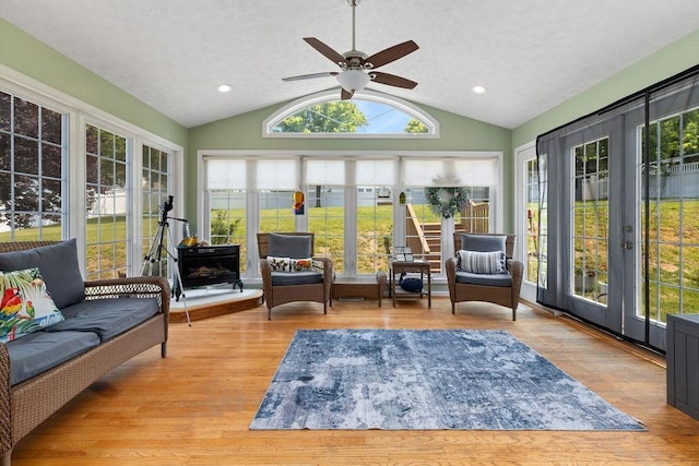 30 Beatrice Ct, Fishersville, VA 22939 - sunroom featuring french doors, lofted ceiling, healthy amount of natural light, a wooden deck, and a textured ceiling