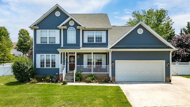 30 Beatrice Ct, Fishersville, VA 22939 - view of front of property with covered porch, concrete driveway, an attached garage, and roof with shingles