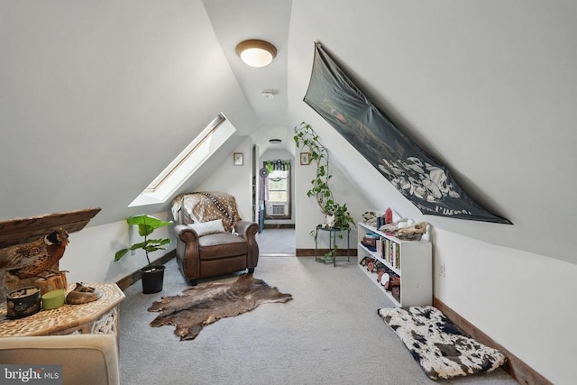 507 Winchester St, Warrenton, VA 20186 - sitting room with a skylight, carpet flooring, lofted ceiling, and baseboards
