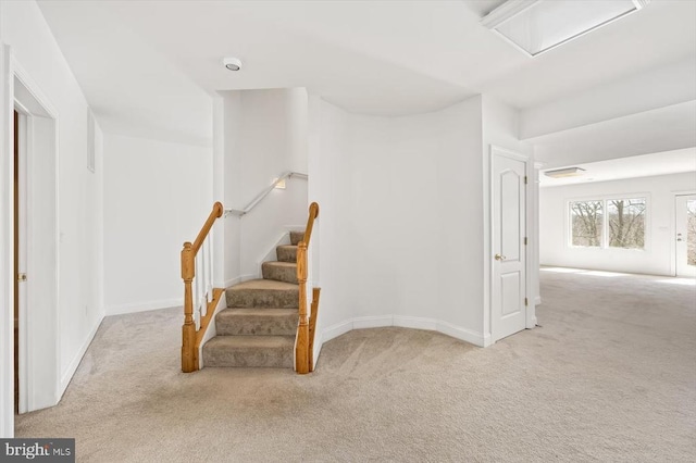3714 Fairways Ct, Fredericksburg, VA 22408 - stairs featuring carpet floors, attic access, and baseboards