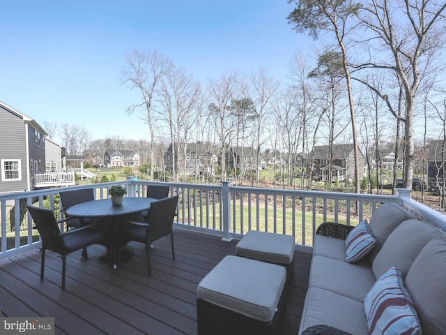 10909 Green Leaf Run, Spotsylvania, VA 22551 - deck featuring outdoor dining area and a residential view