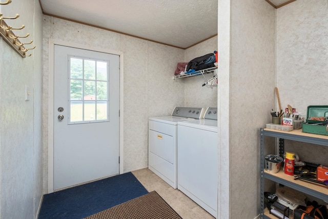 554 Harris Cove Ln, Elkton, VA 22827 - laundry room with separate washer and dryer and crown molding
