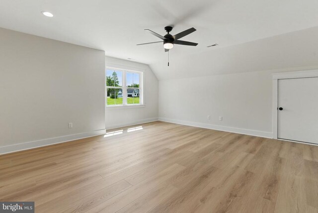 195 Promise Ln, Bumpass, VA 23024 - bonus room featuring lofted ceiling, ceiling fan, light wood-type flooring, baseboards, and recessed lighting