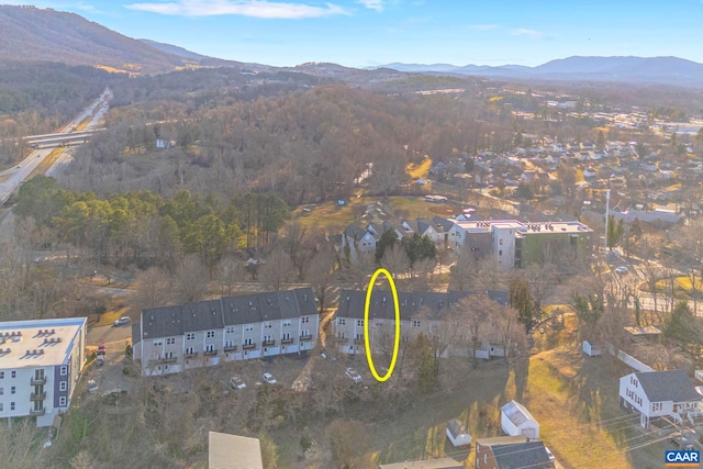 drone / aerial view with a mountain view