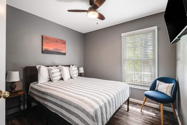 392 Passage Ln, Mcgaheysville, VA 22840 - bedroom with wood finished floors, multiple windows, baseboards, and ceiling fan
