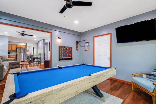 392 Passage Ln, Mcgaheysville, VA 22840 - recreation room with a ceiling fan, wood finished floors, baseboards, and recessed lighting