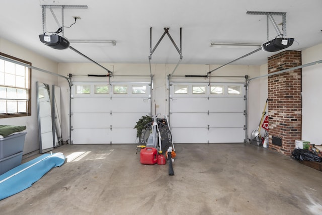 garage with a garage door opener