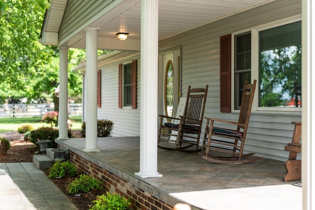 view of patio featuring covered porch