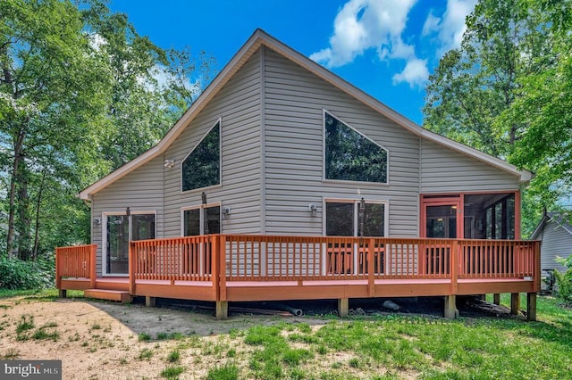 614 Yorktown Blvd, Locust Grove, VA 22508 - rear view of house with a deck and a sunroom