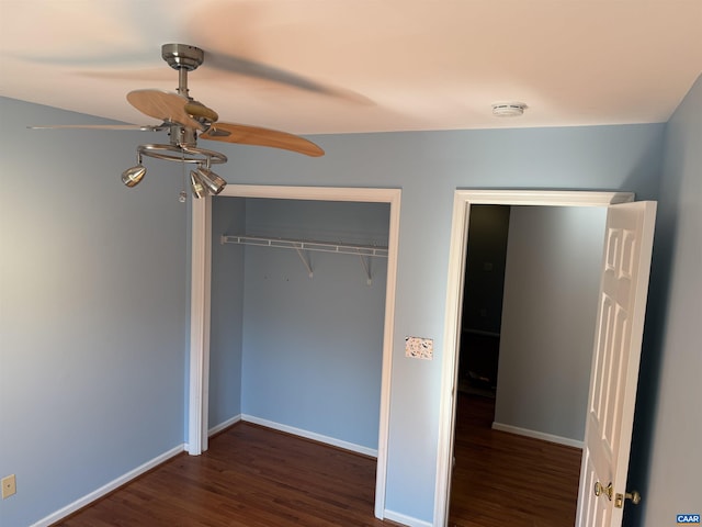 115 Melbourne Prk Cir Unit D, Charlottesville, VA 22901 - unfurnished bedroom with wood finished floors, a closet, and a ceiling fan